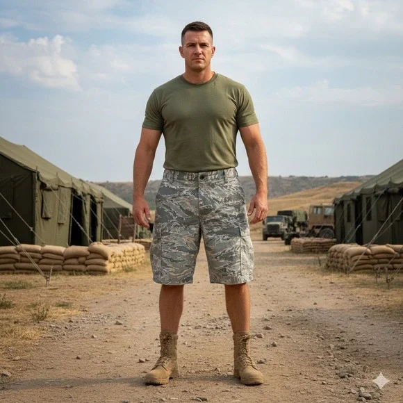 USAF Air Force ABU Tiger Stripe Camo Cargo Shorts Mens 34 Military Cut-Offs - Picture 1 of 16